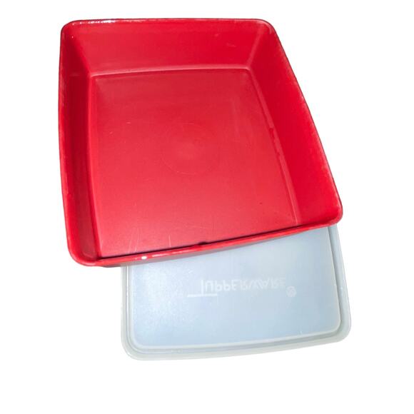 Tupperware Square Away 670 Container 671 Lid Sandwich Box Lunch Keeper Vintage - Picture 8 of 8
